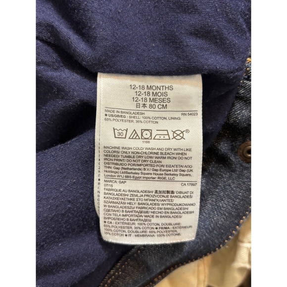 Baby Gap‎ Denim Jacket Dark Wash Jean Coat Copper Buttons 12-18 Months Kids - Picture 4 of 9